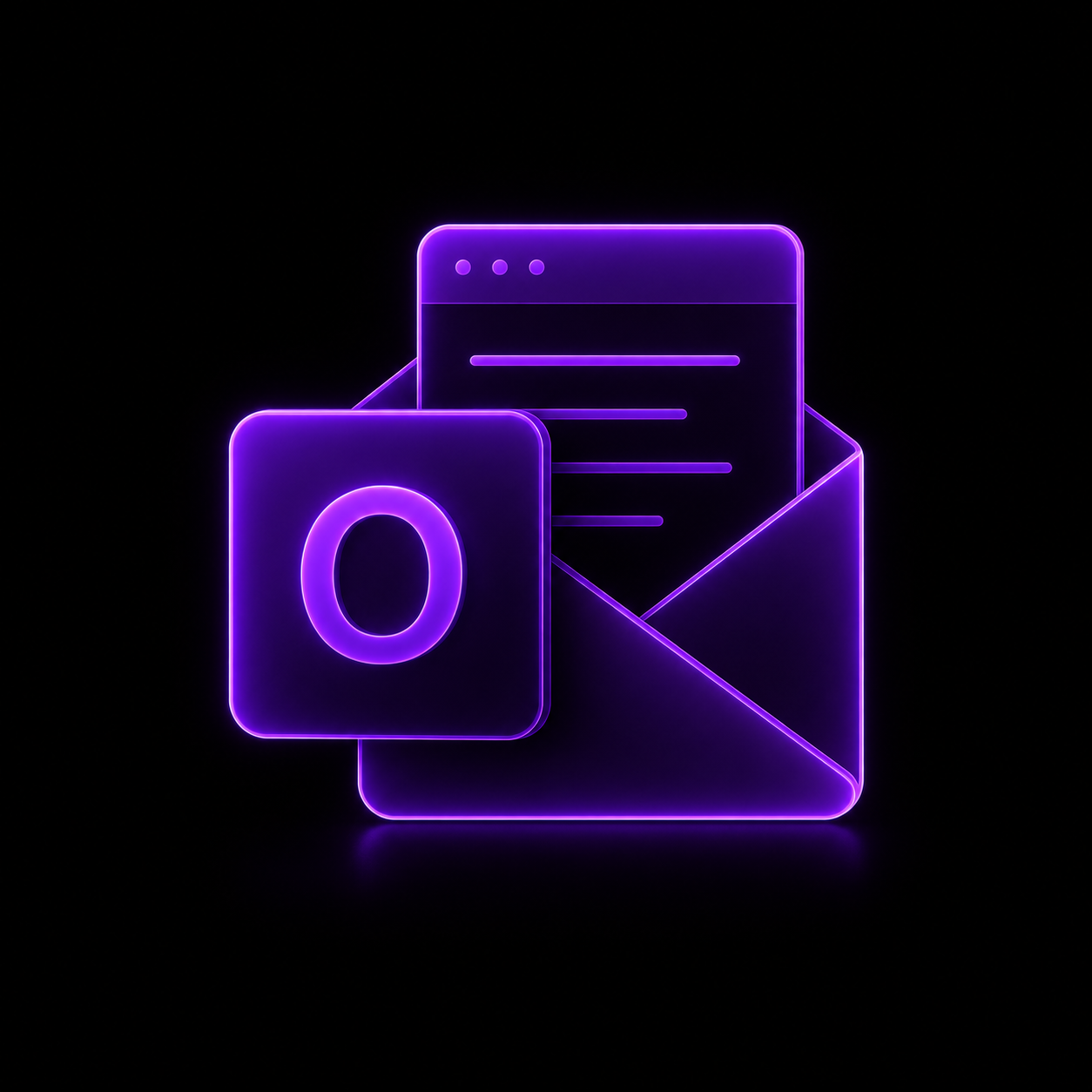Ilustración de correo futurista Outlook Alpha Zero